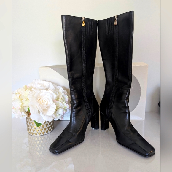 Anne Klein | Size 8.5 | Black Leather Knee-High Boots - Picture 3 of 10
